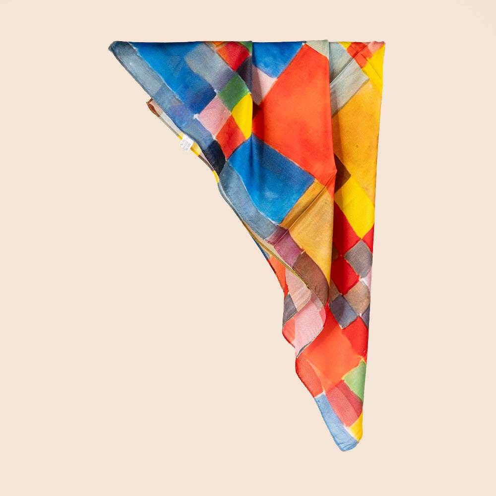 SCIARPA FOULARD QUADRATA CON QUADRATI E RETTANGOLI COLORATI