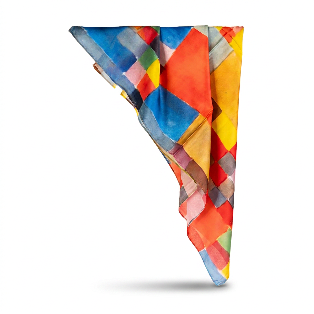 SQUARE SCARF WITH COLORED SQUARES AND RECTANGLES