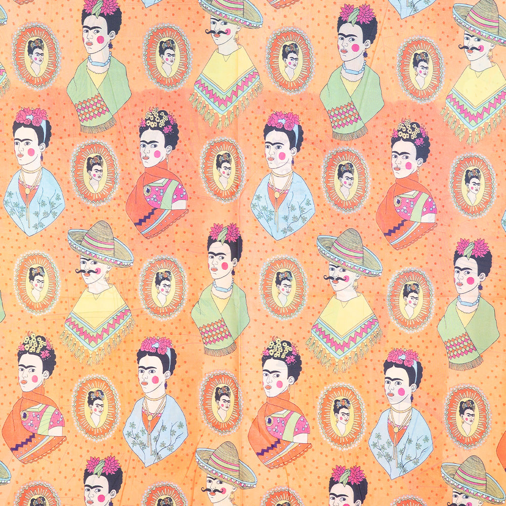 SCIARPA FANTASIA DOPPIA CON FRIDA KAHLO SEDUTA