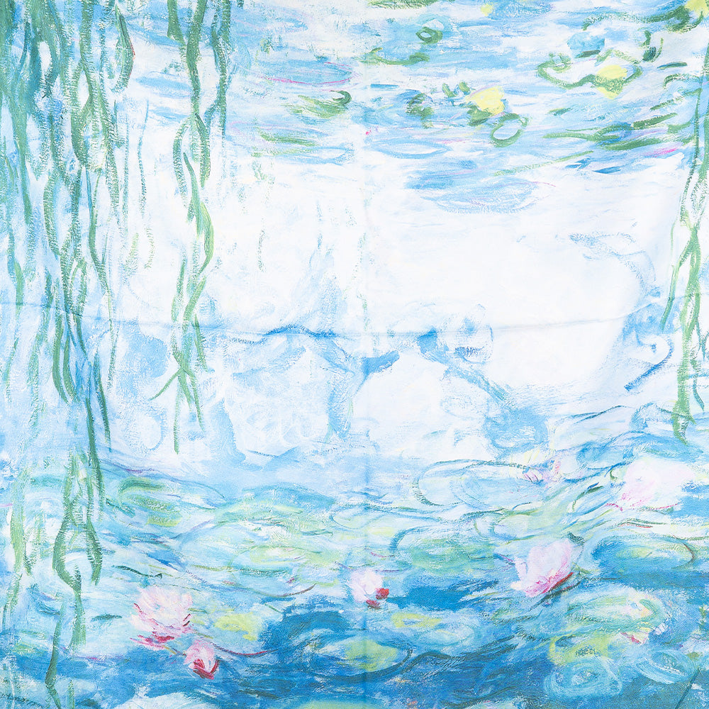 SCIARPA FANTASIA DOPPIA CON DIPINTO A SFONDO AZZURRO