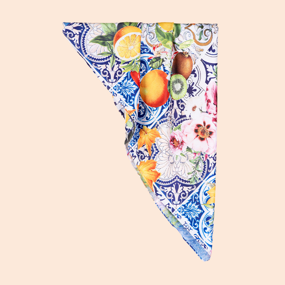 SCIARPA FANTASIA DOPPIA CON LIMONI E FIORI