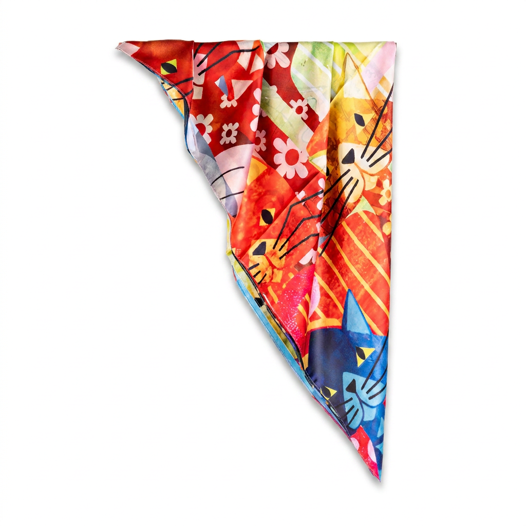 DOUBLE PATTERN SCARF WITH CATS