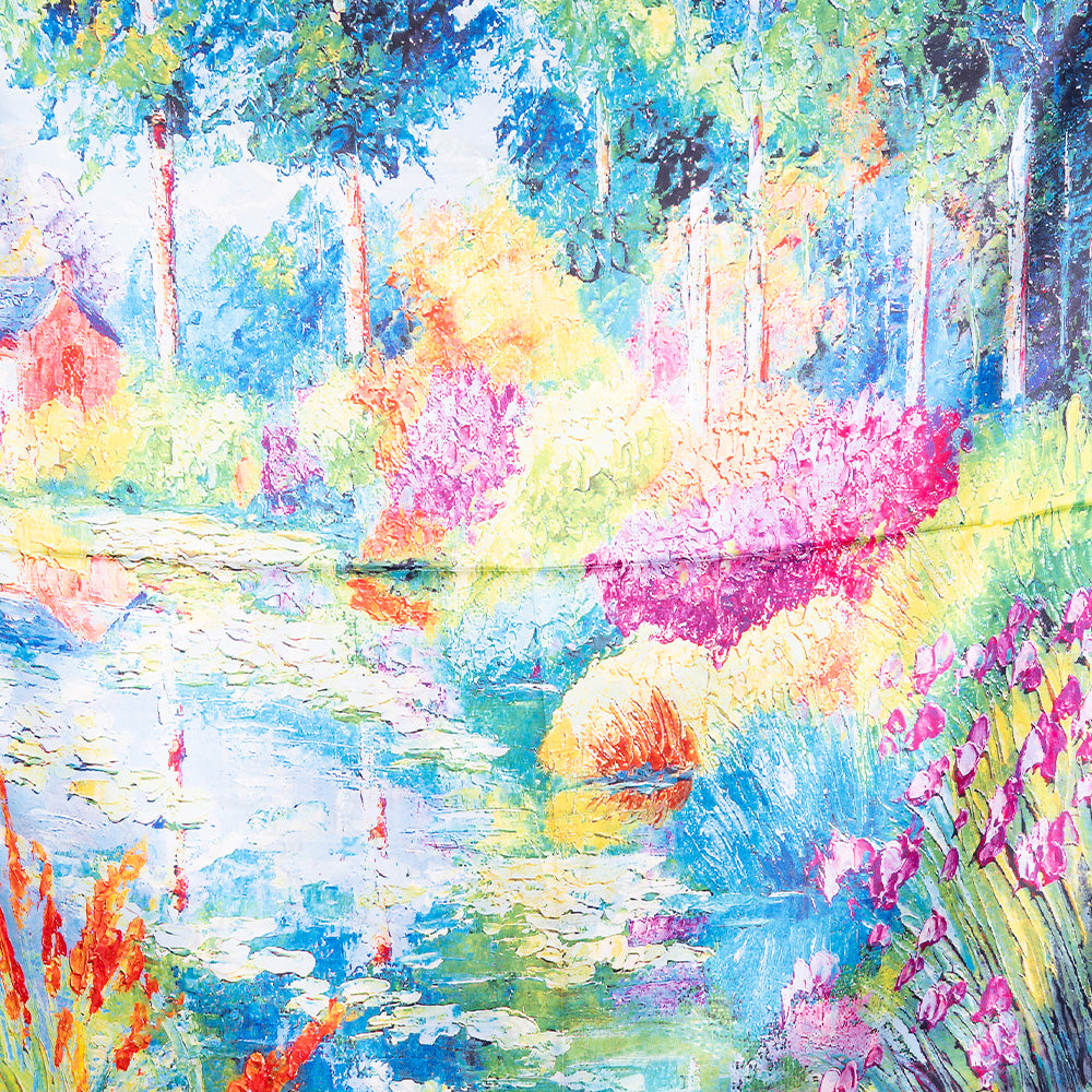 SCIARPA FANTASIA DOPPIA CON LAGO E FIORI