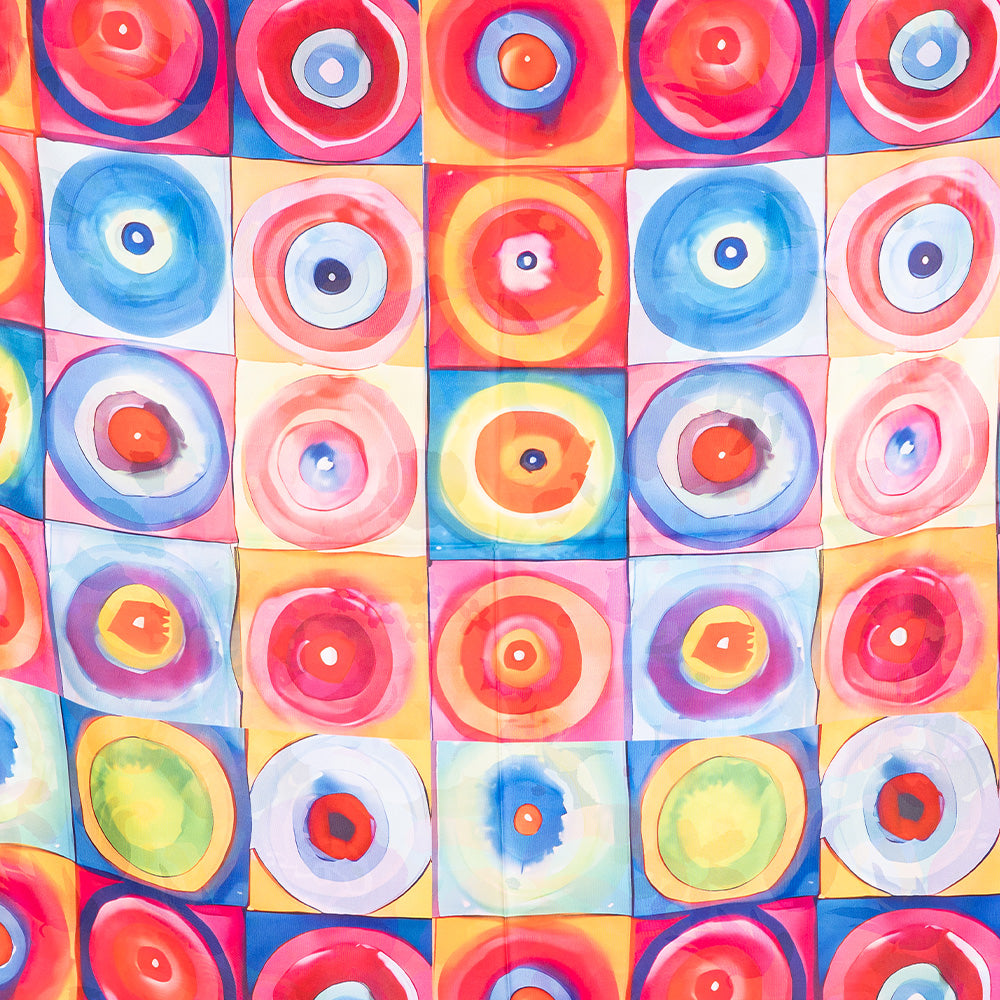 SCIARPA FANTASIA DOPPIA CON FIORI E CERCHI