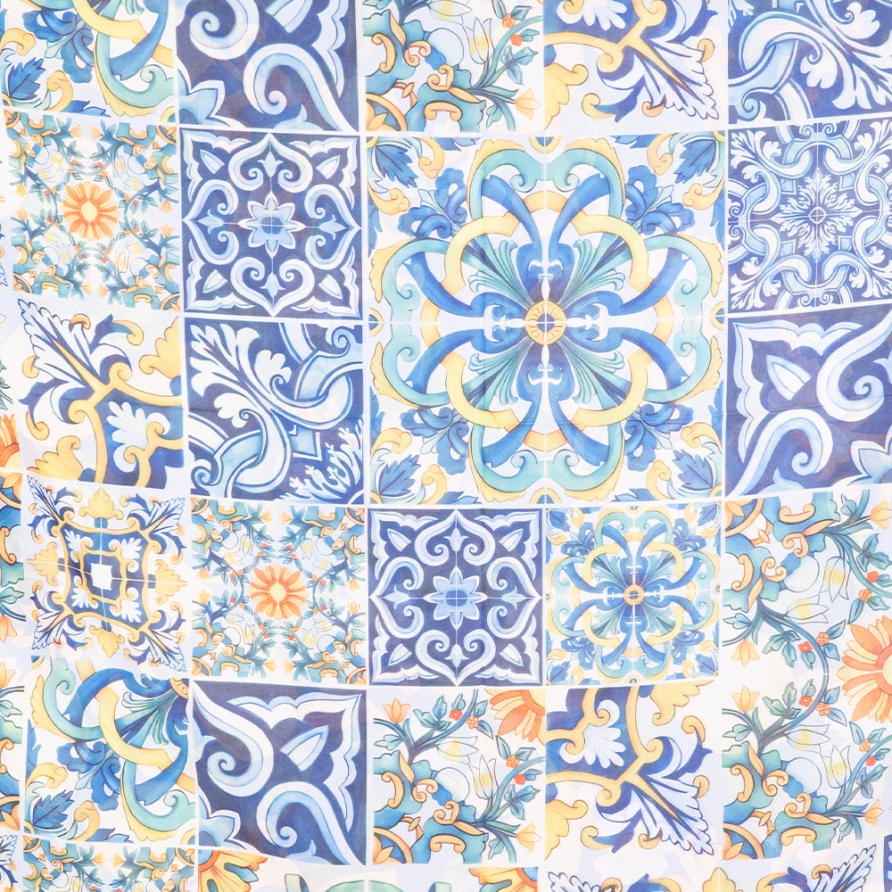 DOUBLE PATTERN SCARF WITH LARGE LEMONS AND DAISIES