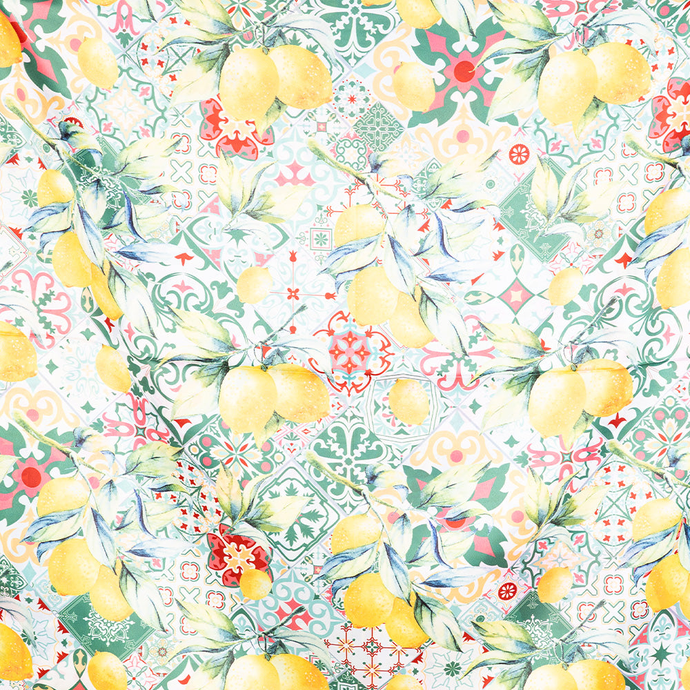 SCIARPA FANTASIA DOPPIA CON BOSCO MAIOLICHE E LIMONI