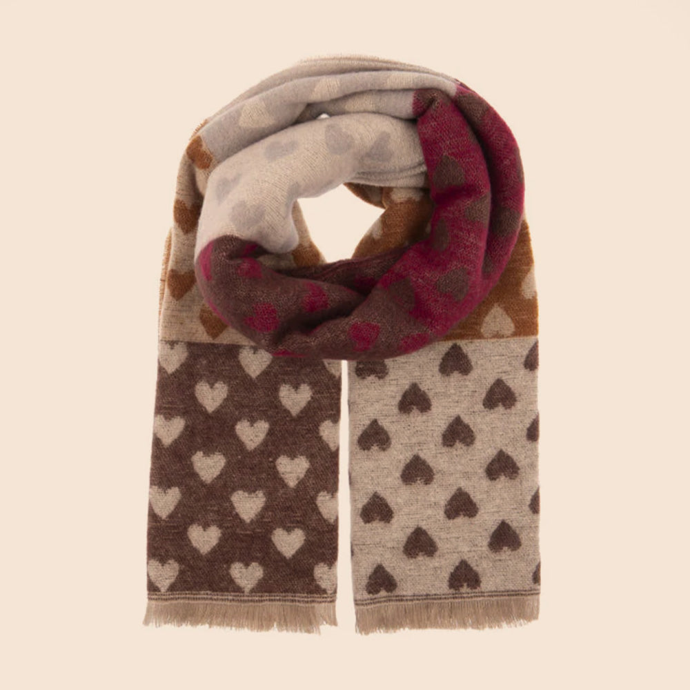 SCIARPA MORBIDA CON CUORI A BLOCCHI DI COLORE