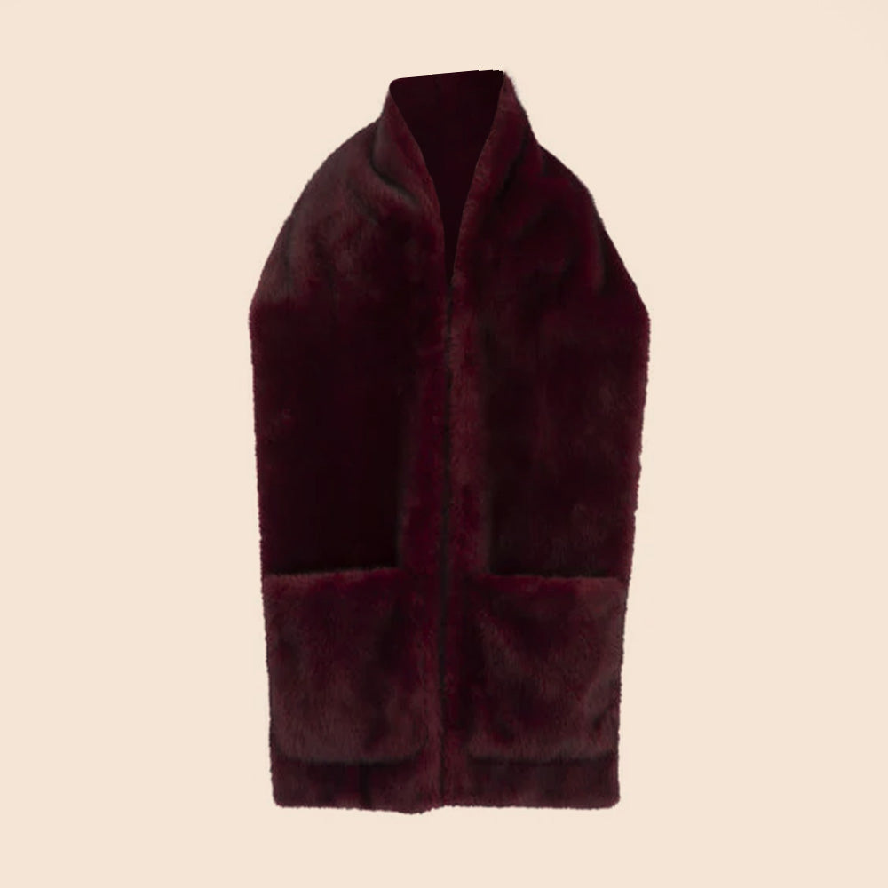 SCIARPA IN ECO PELLICCIA CON TASCHE