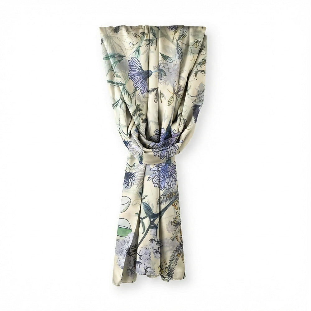 SCIARPA FOULARD IN SETA GRANDE CON FIORI