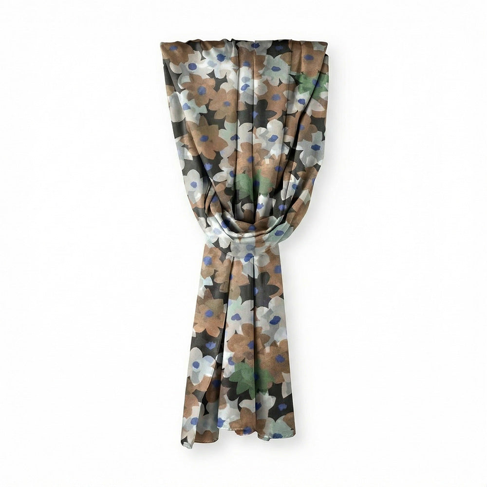 SCIARPA FOULARD IN SETA GRANDE CON FIORELLINI