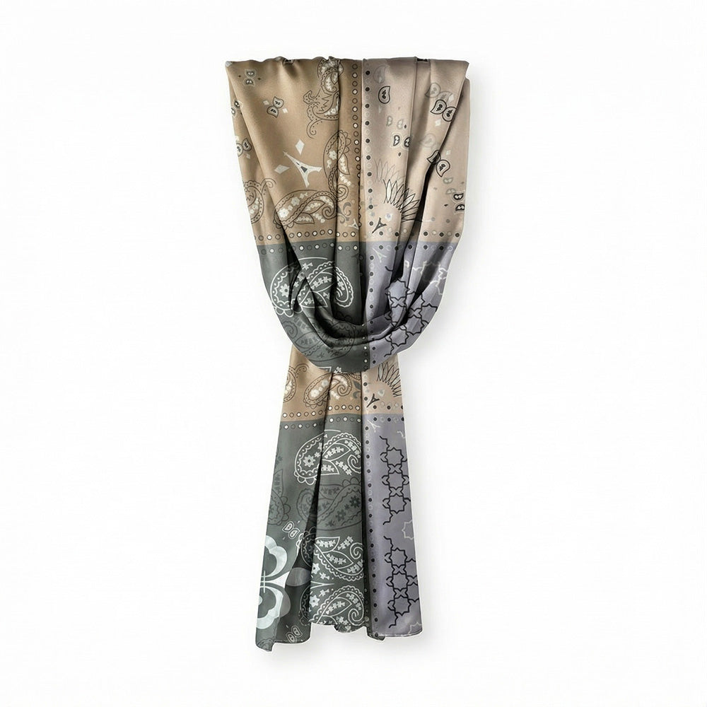 SCIARPA FOULARD IN SETA GRANDE FANTASIA BANDANA A BLOCCHI