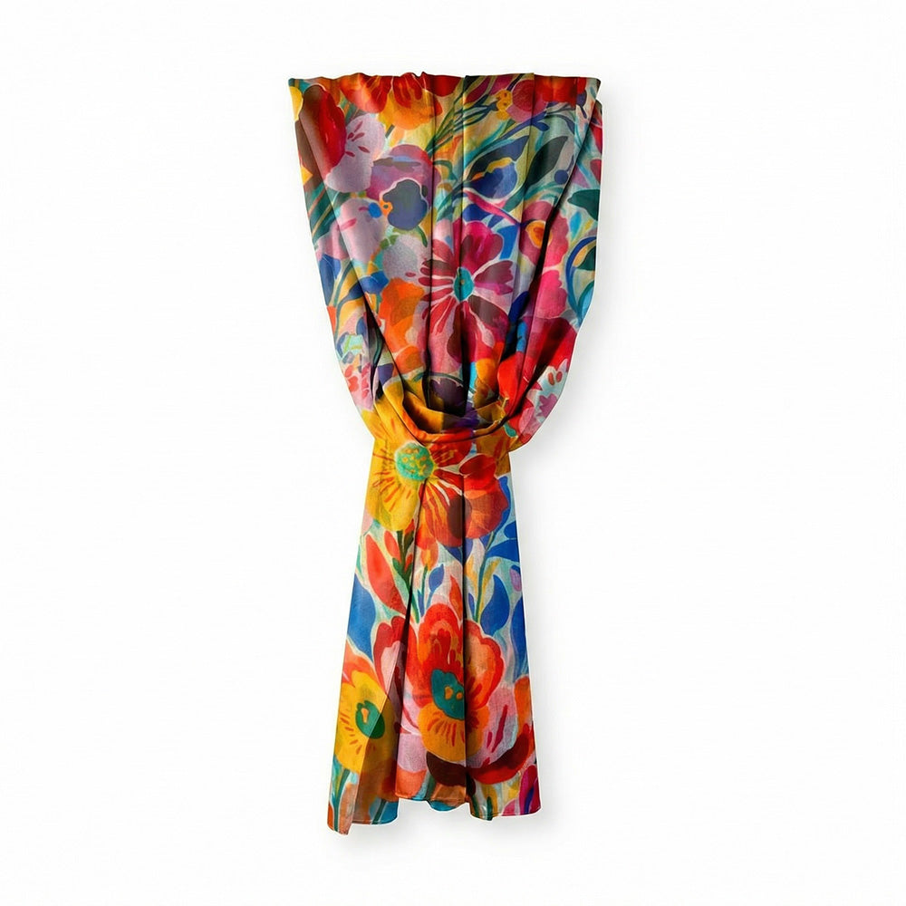 SCIARPA FOULARD IN SETA GRANDE CON FIORI