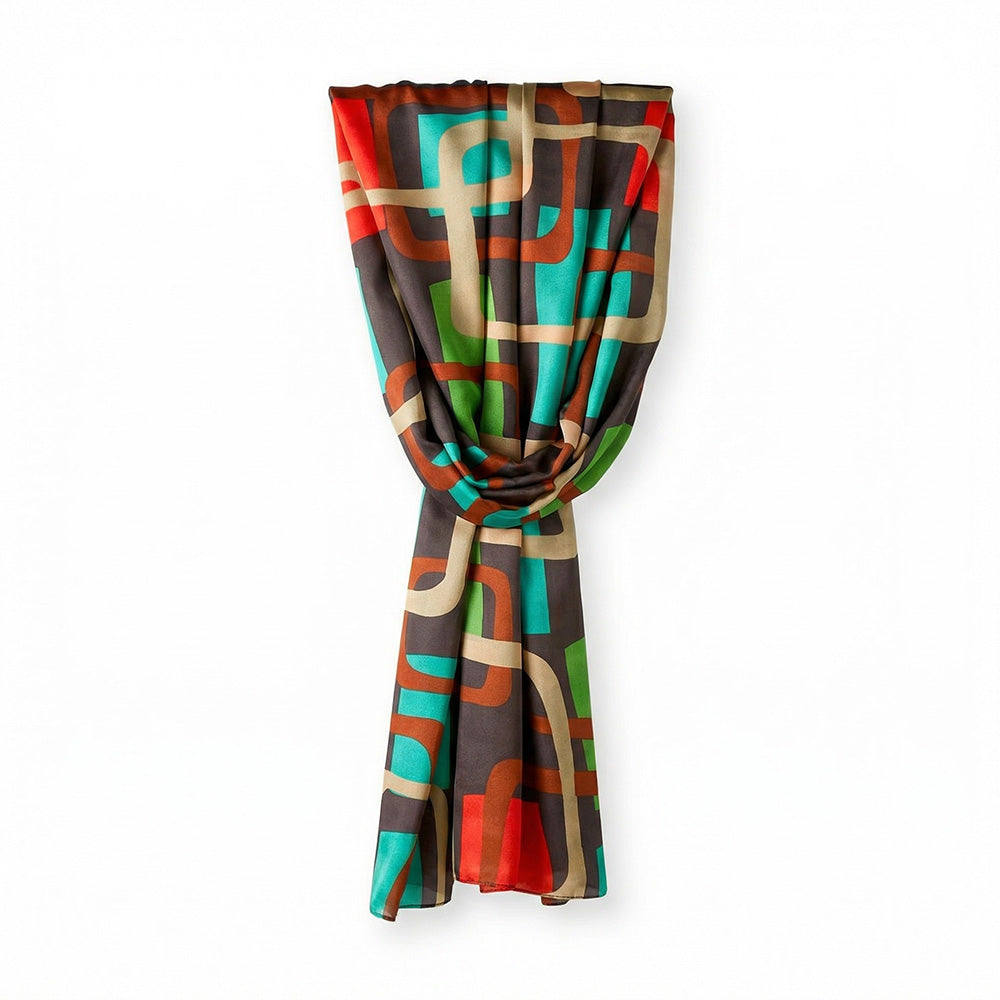 SCIARPA FOULARD IN SETA GRANDE A FANTASIA GEOMETRICA