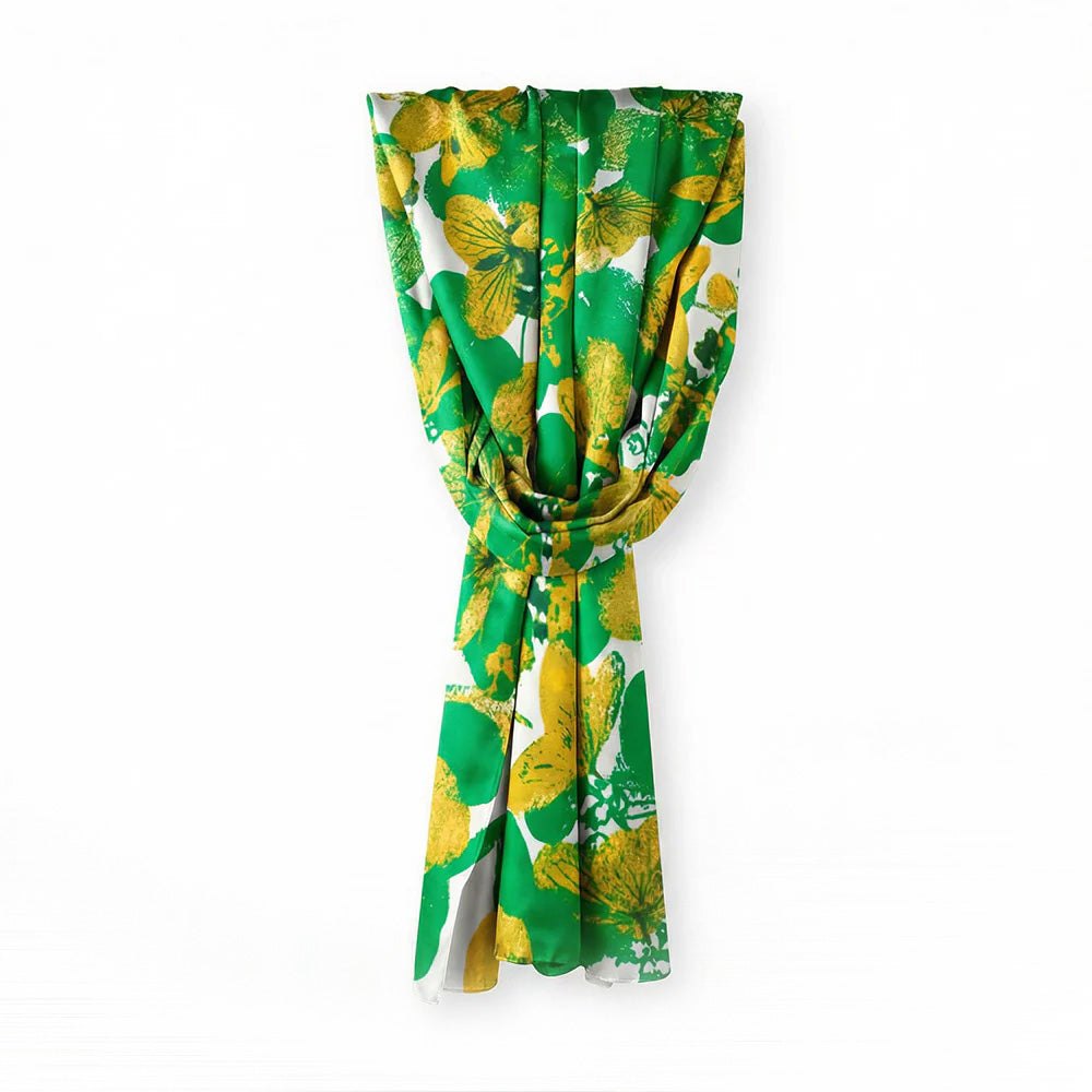 SCIARPA FOULARD IN SETA GRANDE CON FOGLIE