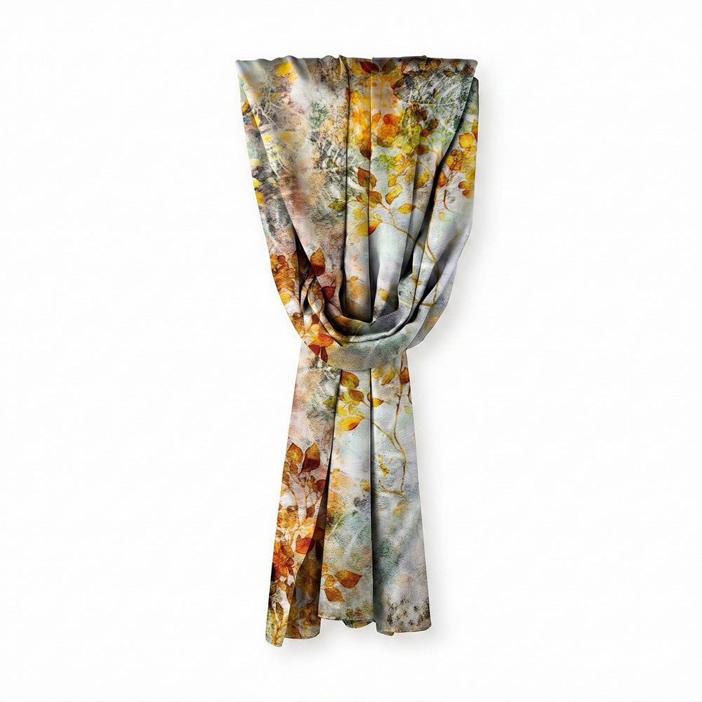 SCIARPA FOULARD IN SETA GRANDE CON FOGLIE SFUMATE