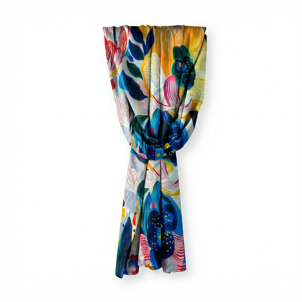 SCIARPA FOULARD IN SETA GRANDE CON FIORI