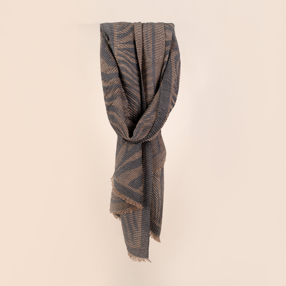 SCIARPA PLISSETTATA ZEBRATA CON FILO LAMINATO