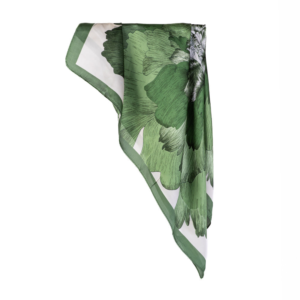 SCIARPA LEGGERA FOULARD QUADRATO CON FIORE GRANDE CENTRALE