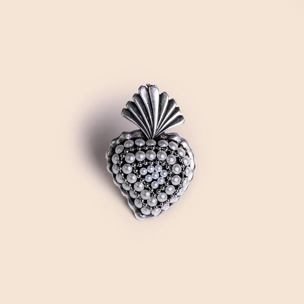 SPILLA CON SACROCUORE E PERLE