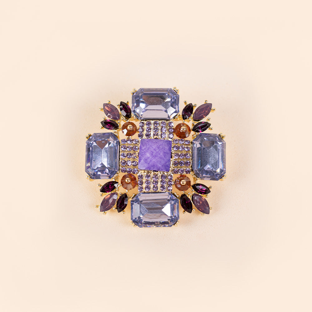 FLOWER BROOCH WITH RHINESTONE OF DIFFERENT SIZES