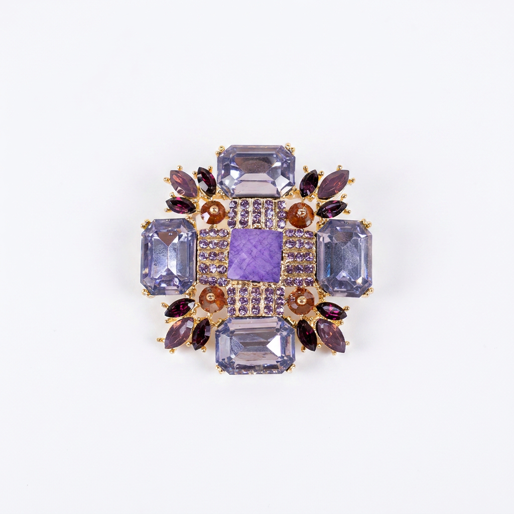 FLOWER BROOCH WITH RHINESTONE OF DIFFERENT SIZES