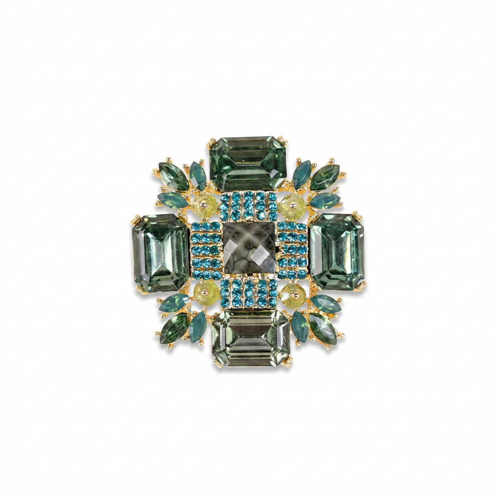 SPILLA A FIORE CON STRASS DI DIVERSE GRANDEZZE