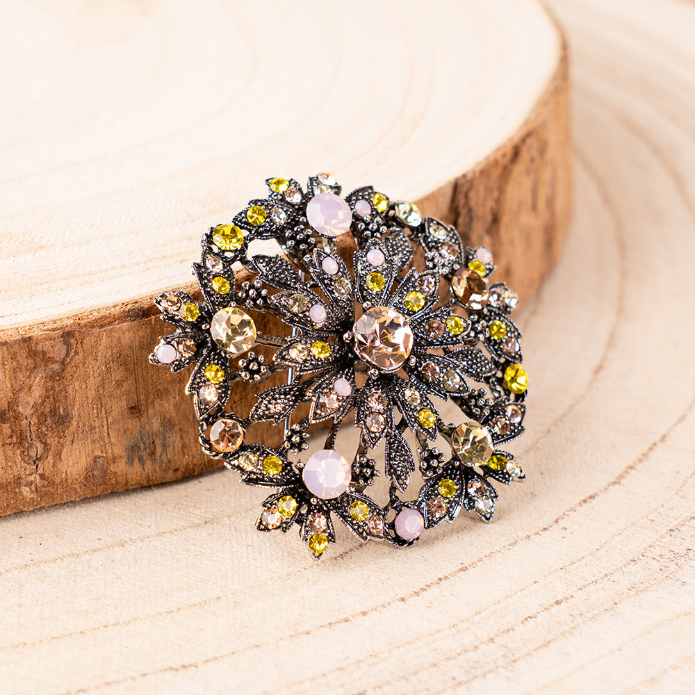 SPILLA A ROSONE CON STRASS COLORATI