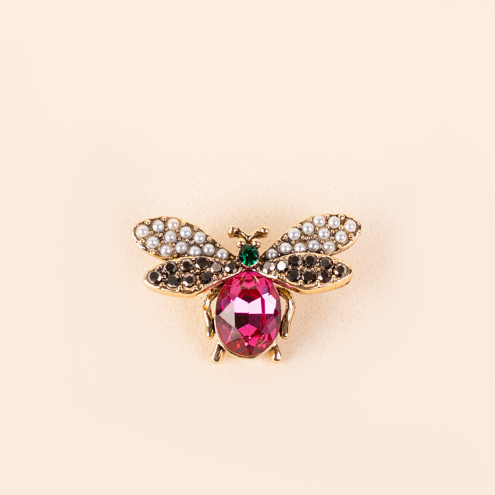 DRAGONFLY BROOCH WITH COLORFUL RHINESTONES