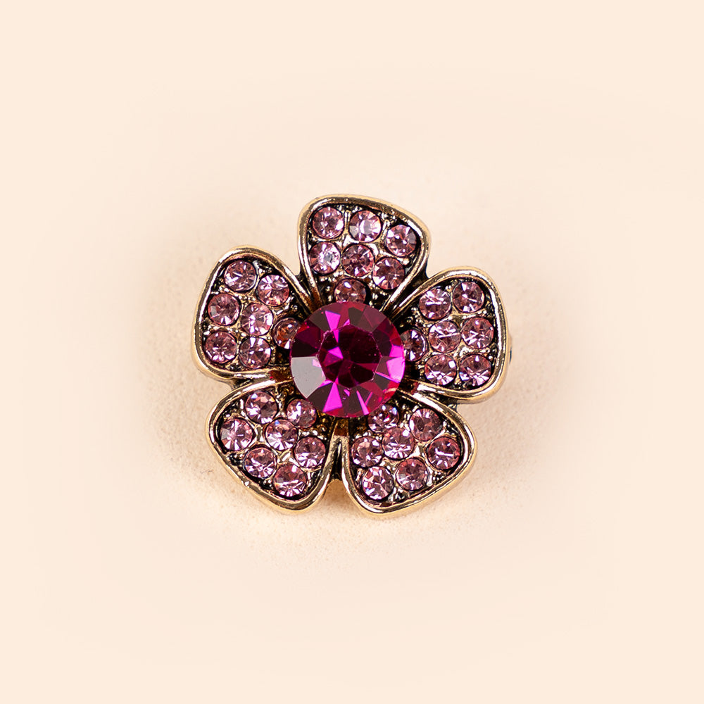FLOWER BROOCH WITH RHINESTONE