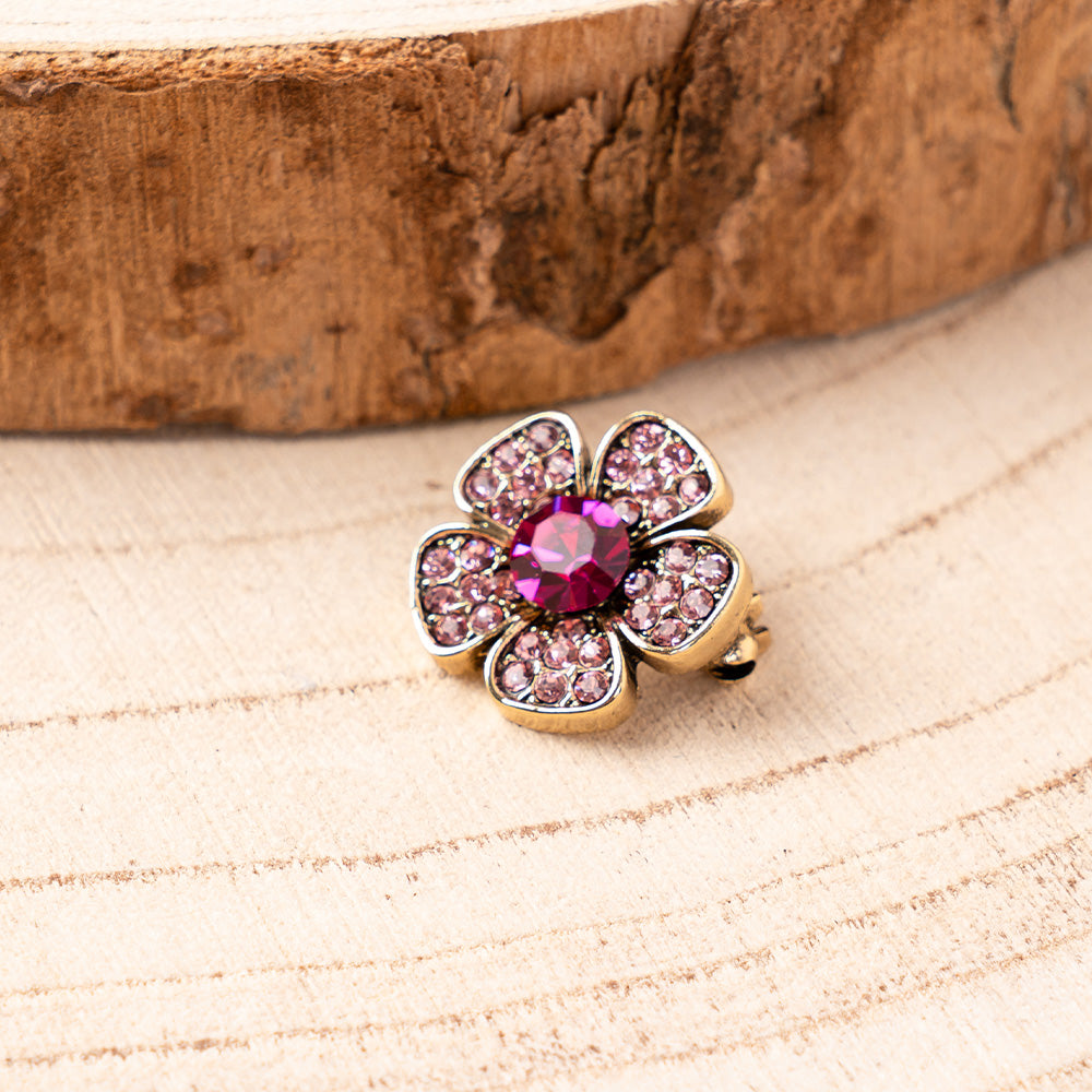 FLOWER BROOCH WITH RHINESTONE