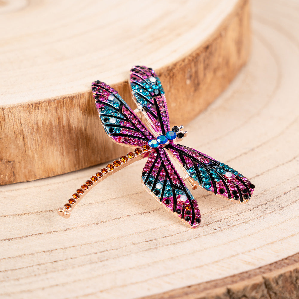 DRAGONFLY BROOCH WITH COLORFUL RHINESTONES
