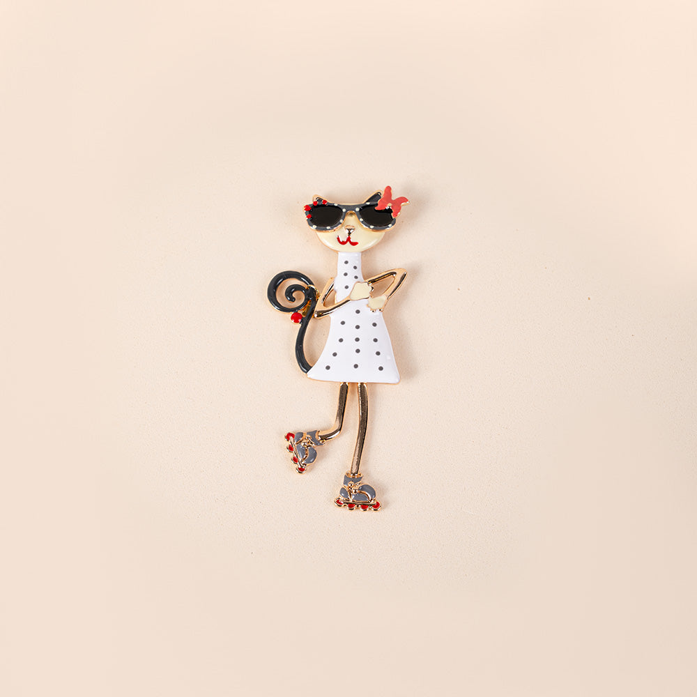 COLORFUL CAT PIN WITH GLASSES