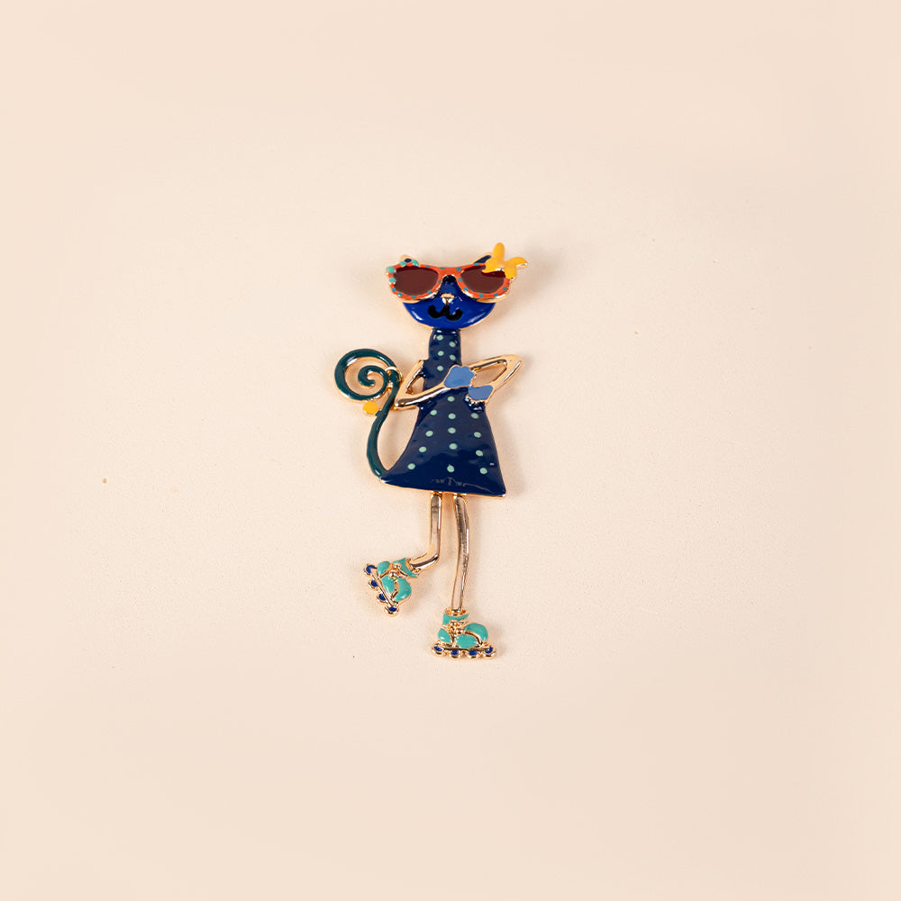 COLORFUL CAT PIN WITH GLASSES