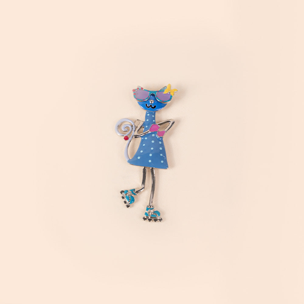 COLORFUL CAT PIN WITH GLASSES