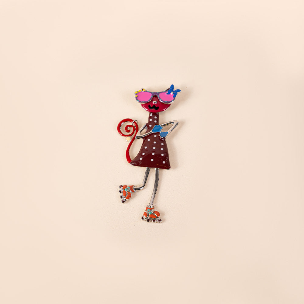 COLORFUL CAT PIN WITH GLASSES