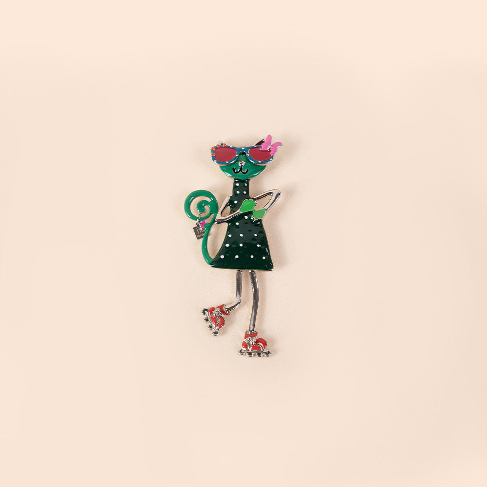 COLORFUL CAT PIN WITH GLASSES