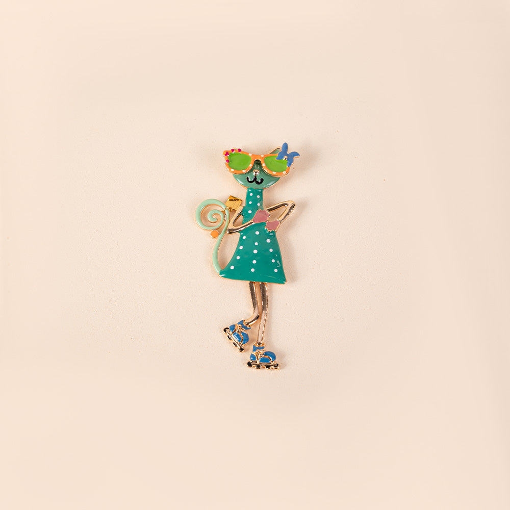 COLORFUL CAT PIN WITH GLASSES