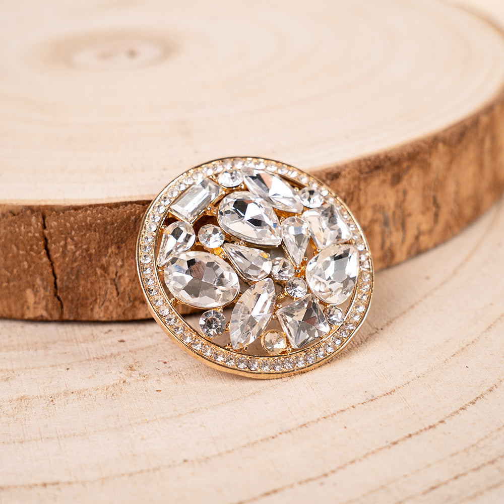LARGE CIRCULAR MAGNETIC PIN WITH DIFFERENT TYPES OF RHINESTONE