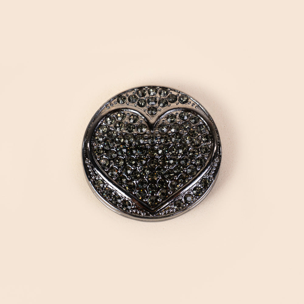 SPILLA ROTONDA CON CUORE E STRASS