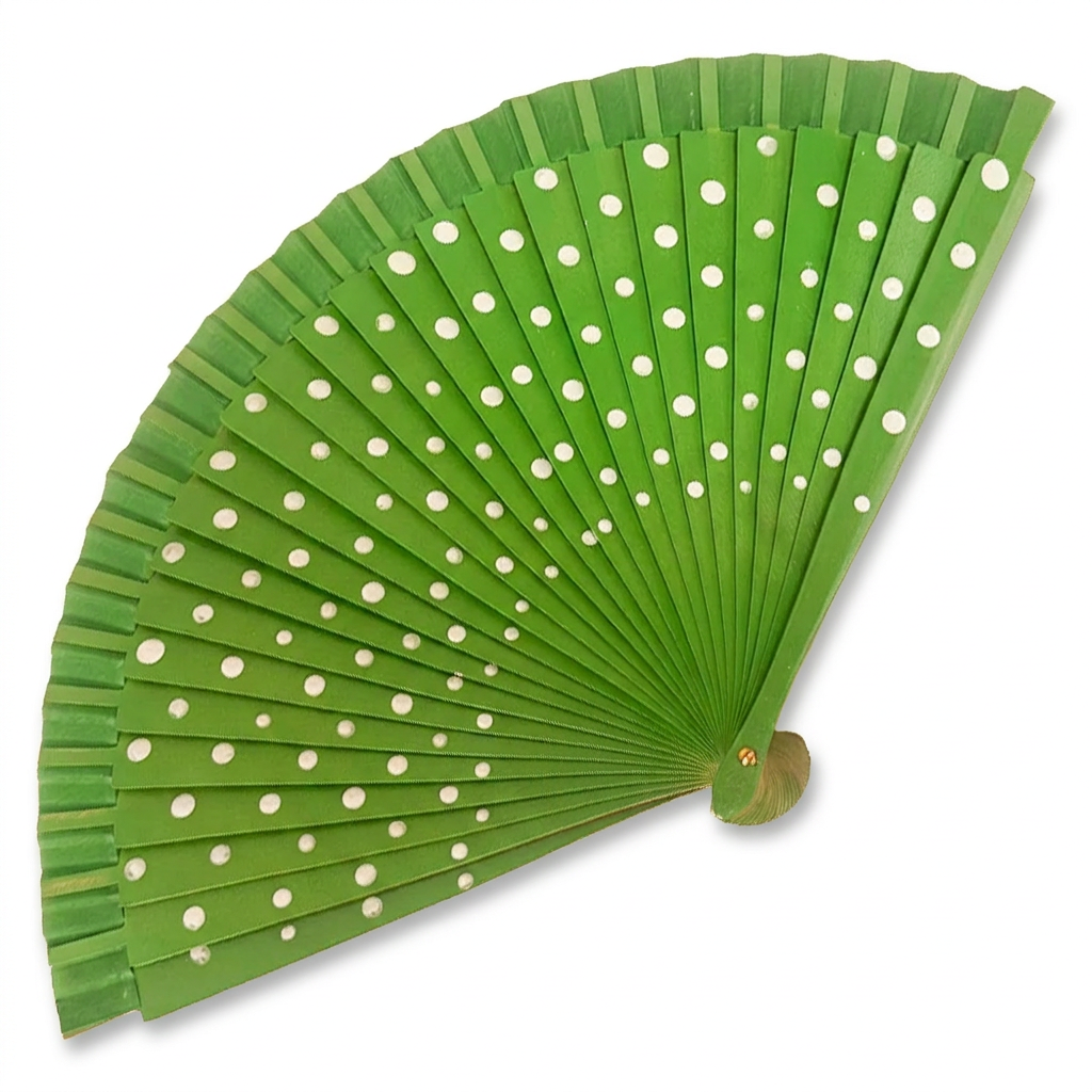 WOODEN FAN WITH POLKA DOT