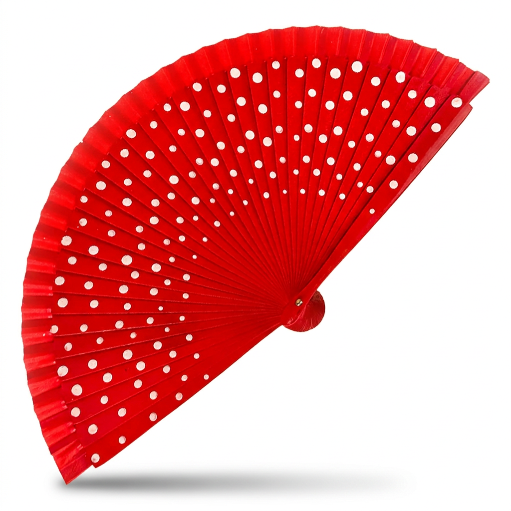 WOODEN FAN WITH POLKA DOT