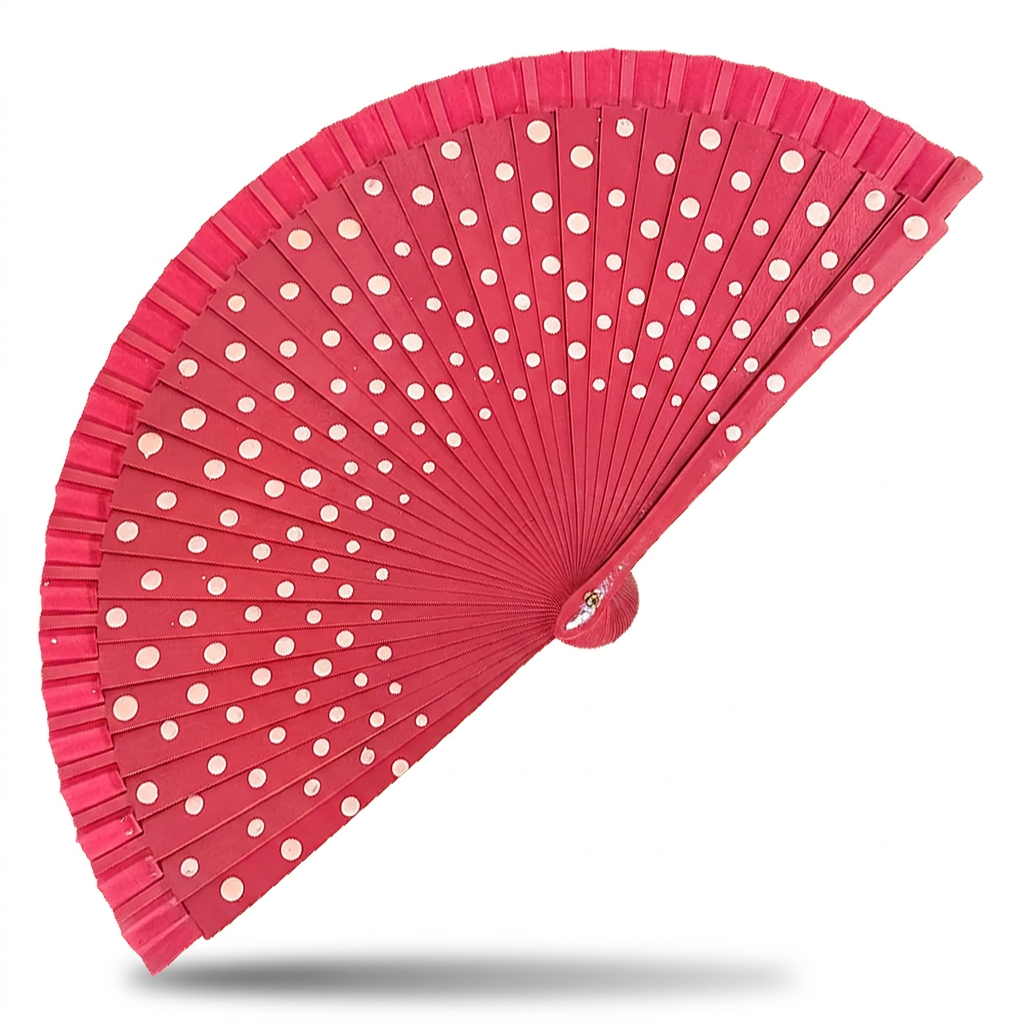 WOODEN FAN WITH POLKA DOT