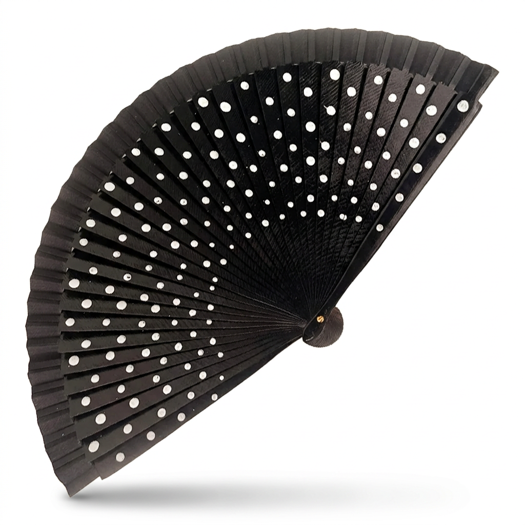 WOODEN FAN WITH POLKA DOT